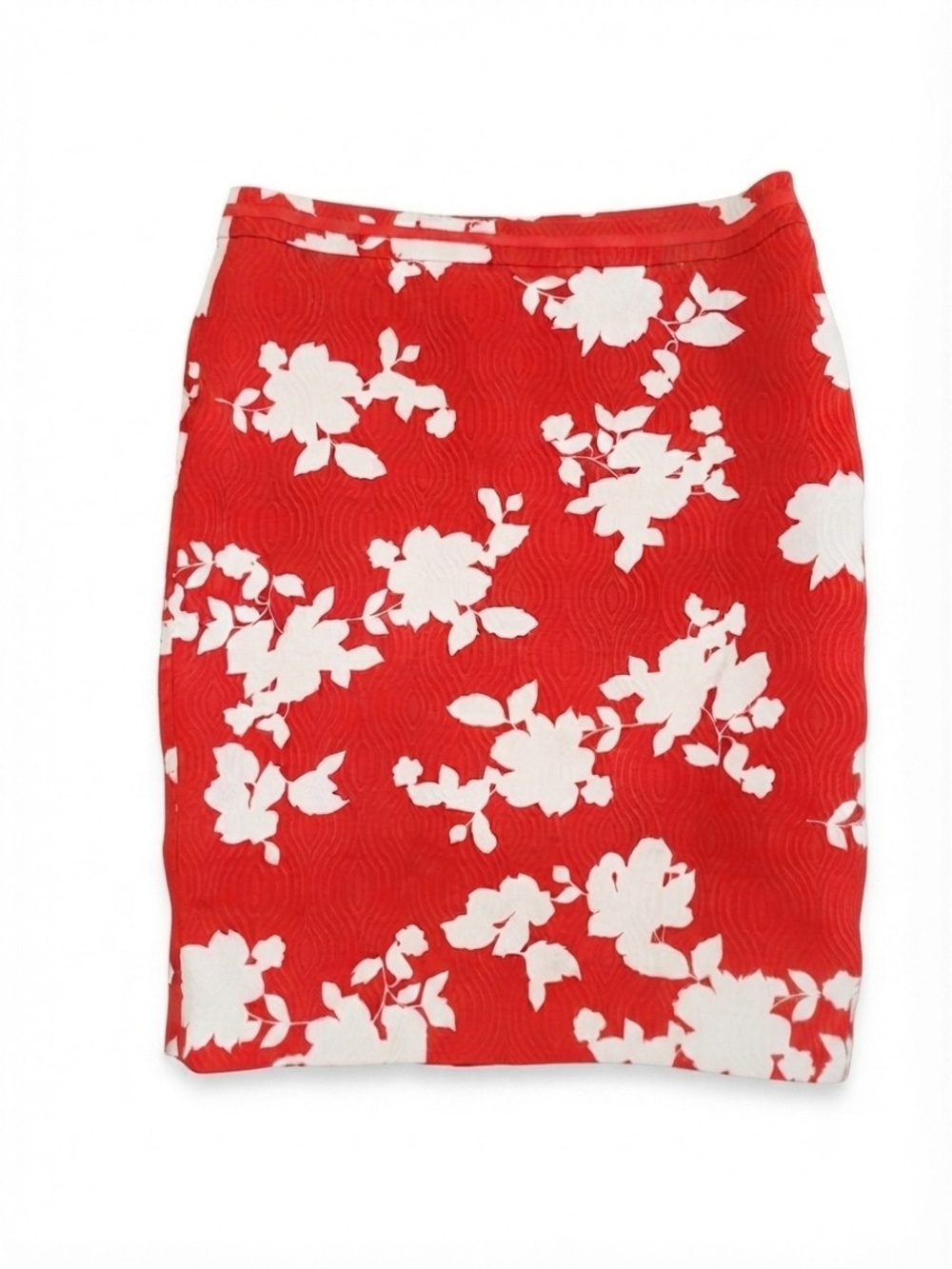 Talbots Red Floral-Print Pencil Skirt